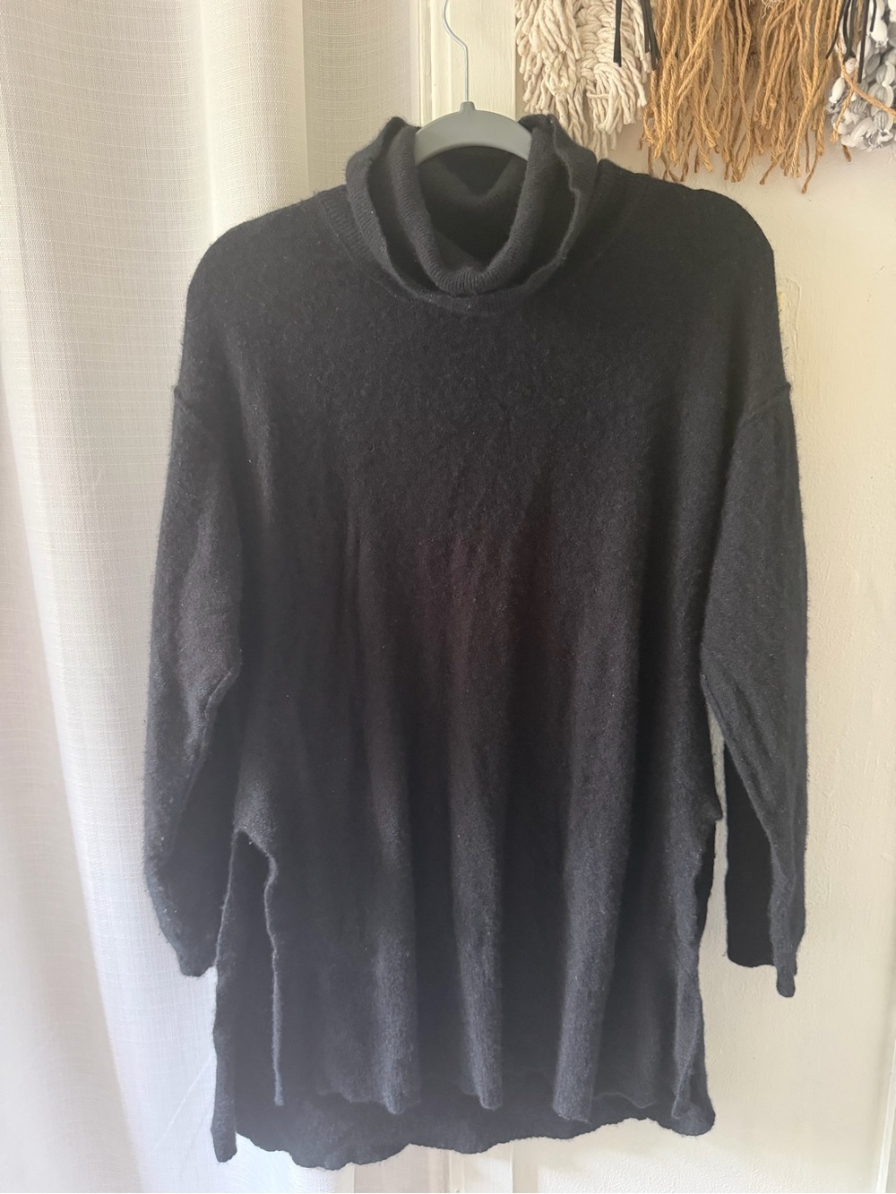 We The Free Black Cowl Neck Turtleneck cashmere Sweater